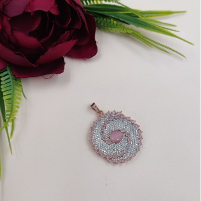 Glossy Pink Stone Locket Set 